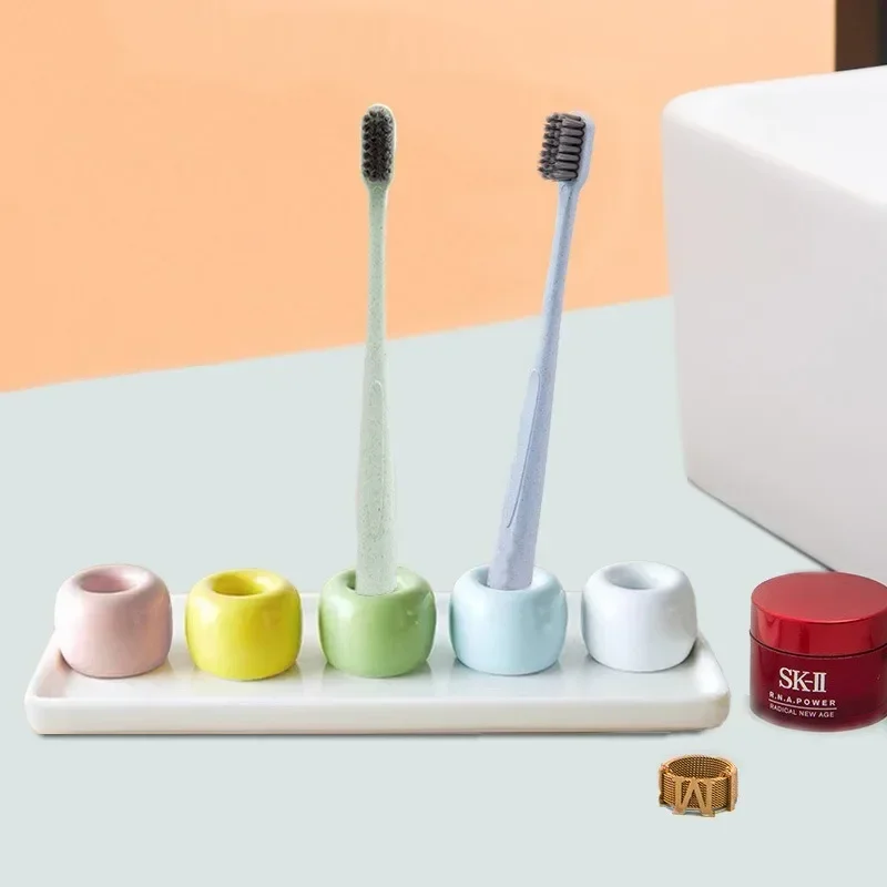 Multi-function Creative Ceramic Toothbrush Holder Storage Rack Bathroom Shower Tooth Brush Stand Shelf Bath