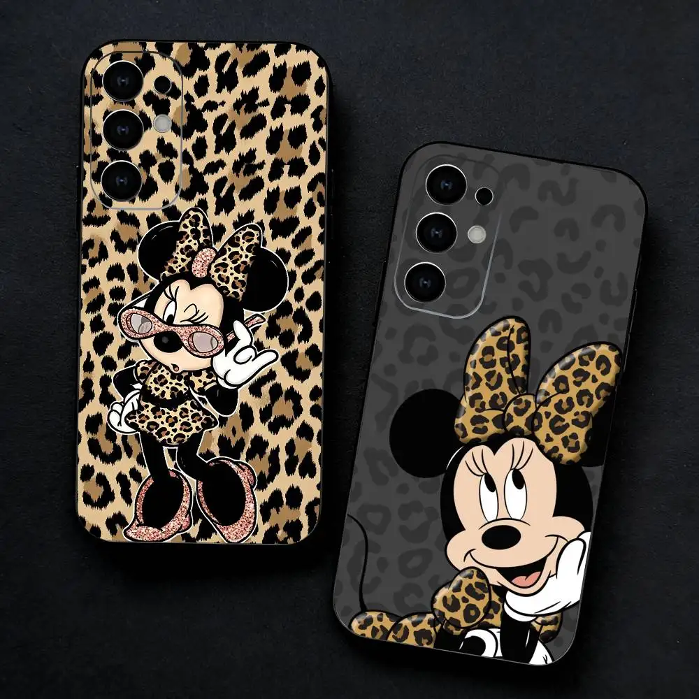 Leopard Print M-Minnies Fashion Phone Case For Samsung S25,S24,S23,S22,S21,S20,Ultra,Plus,FE Black Soft Cover