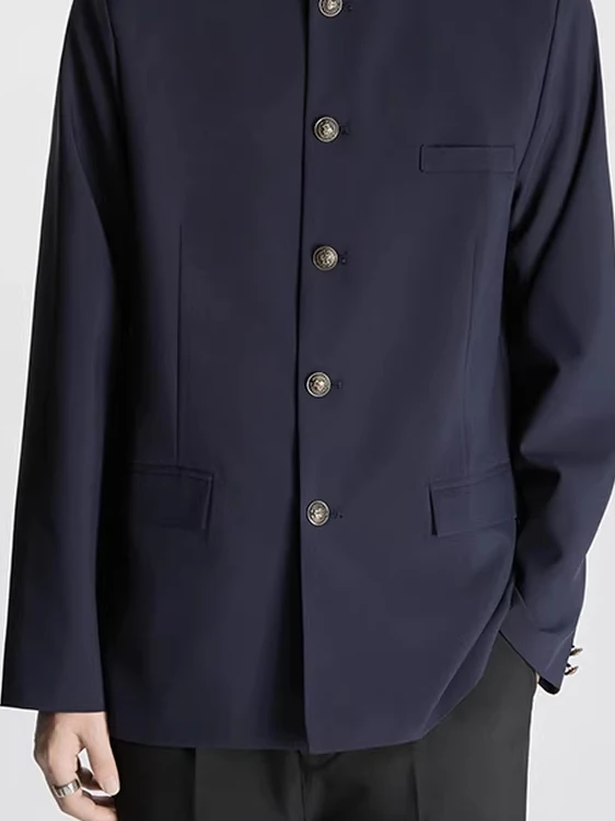 

Casual Chinese Style Men's Suit Jacket Youthful Elegant Collarless Long Sleeve Regular Fit Autumn Wear for Teens And Young Ad...