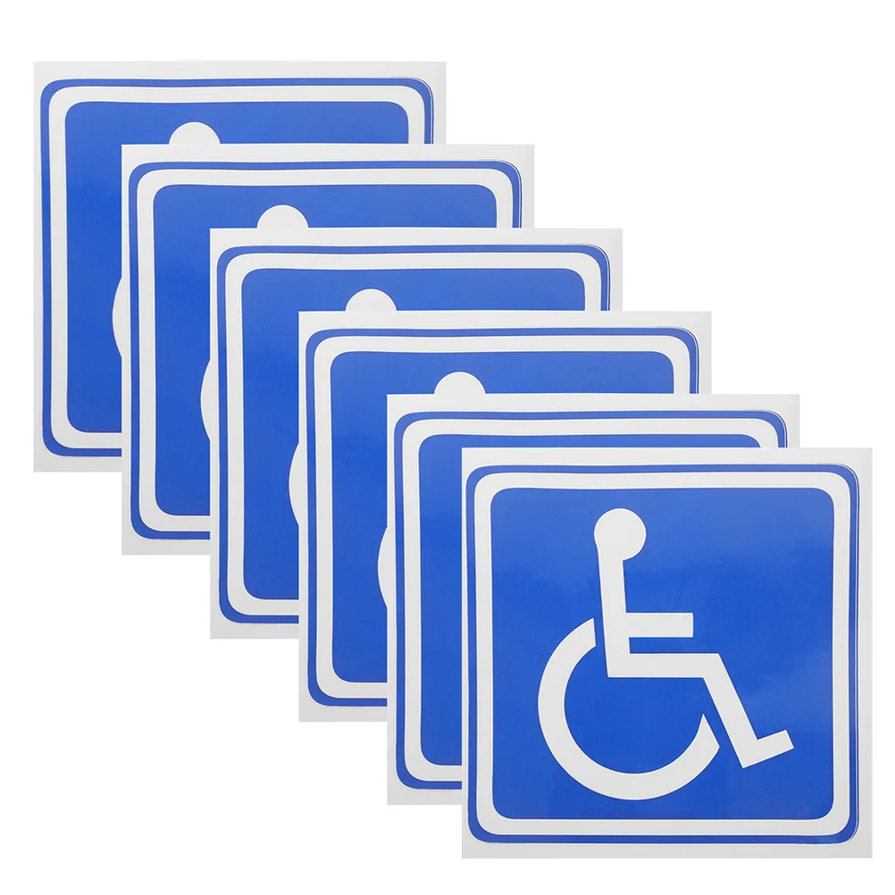 6 Sheets Disabled Signage Wheelchair Parking Square Handicapped Stickers for Cars