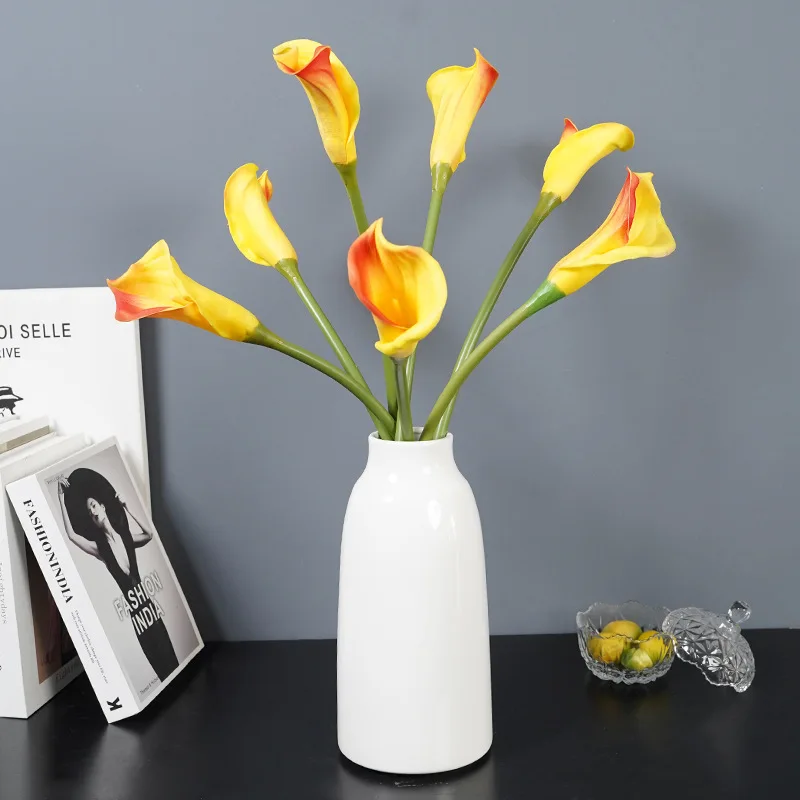 7 Stück PU Große Kallablumen Künstliche Blumen Heimdekoration Lange Zweige Kallablumen Hochzeits-Blumenarrangement Partystrauß – Detail 2