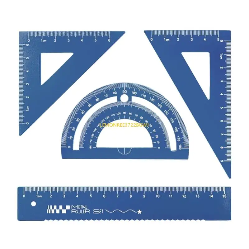 C90C Matematical Drawing Ruler Ruler Metal Geometry Professional Set matematica con set ghiottoneria Straigh Straight Right e