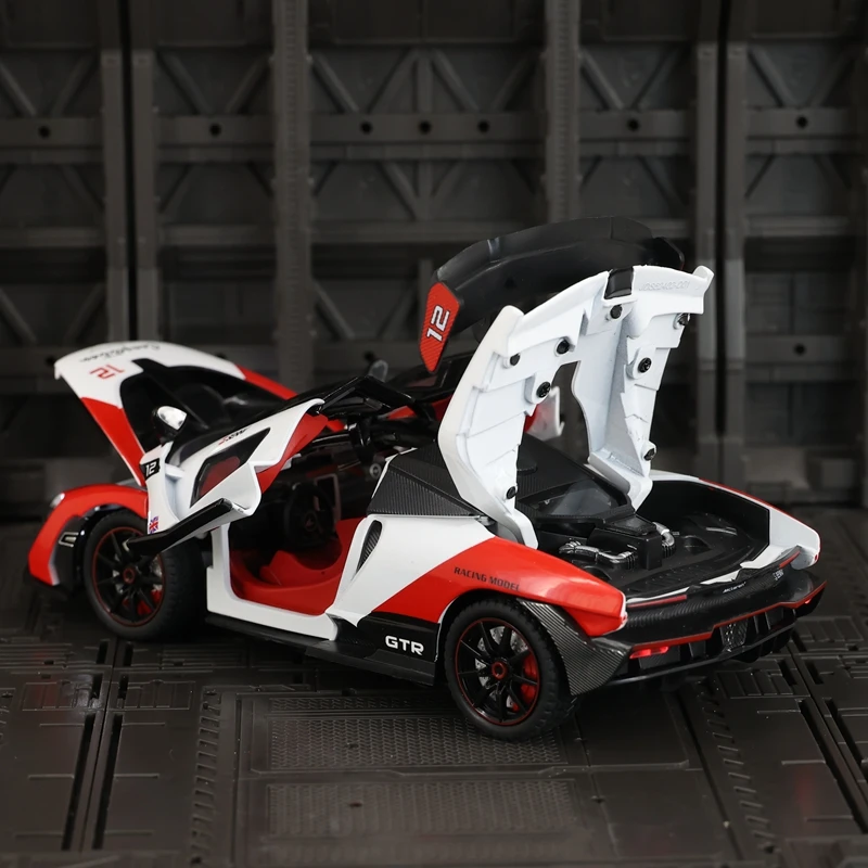 

1:24 supercar model car ornaments collection doors and hood trunk can open has simulated sound and lighting functions
