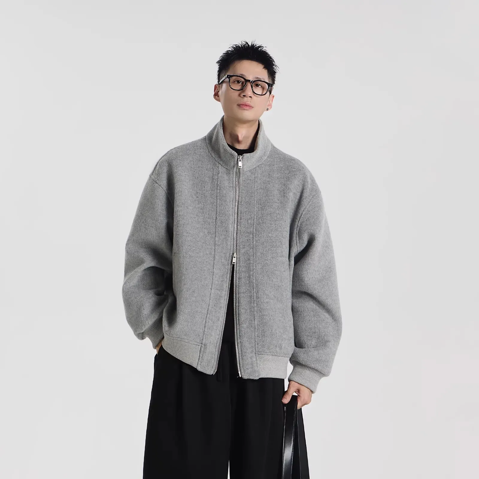 

Men's Short Woolen Coat With Stand Collar, High-End Feel, Thickened Winter Jacket For Men