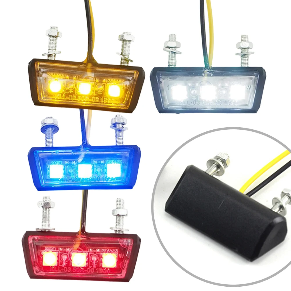 12V Motorcycle License Plate LED Light Plastic Shell Motorcycle License Light Red Blue Yellow White Modification LED Taillight