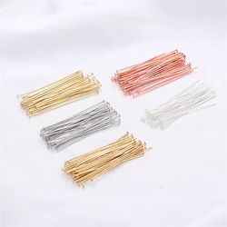 50pcs 20 25 30 40mm Flat Head Pins 14K 18K Gold/Platinum/Silver Plated Copper Headpins For Jewelry Findings Making DIY Supplies