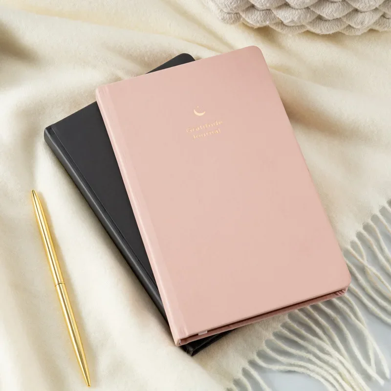 A5 Gratitude Journal Life and Goal Planner PU Leather Hard-sided Notebook English Schedule Book Self-Love Workbook for Women