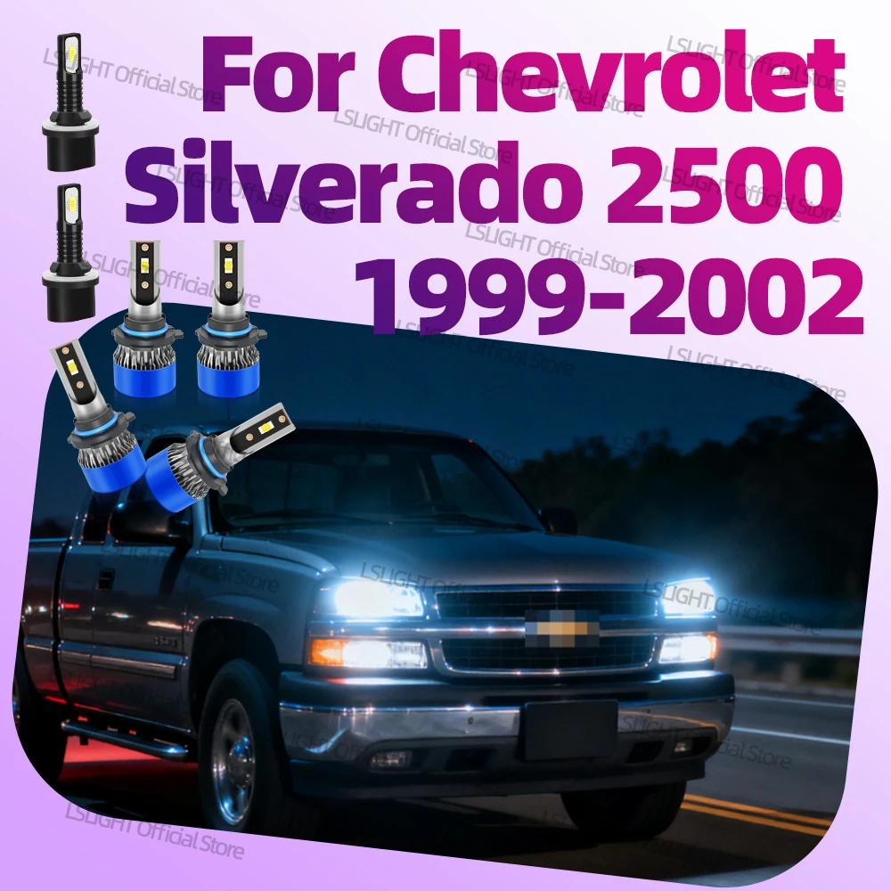 

2/6 шт. автомобильные передние лампы для Chevrolet Silverado 2500 1999 2000 2001 2002 фары 20000LM дальнего ближнего света 6000K противотуманные фары