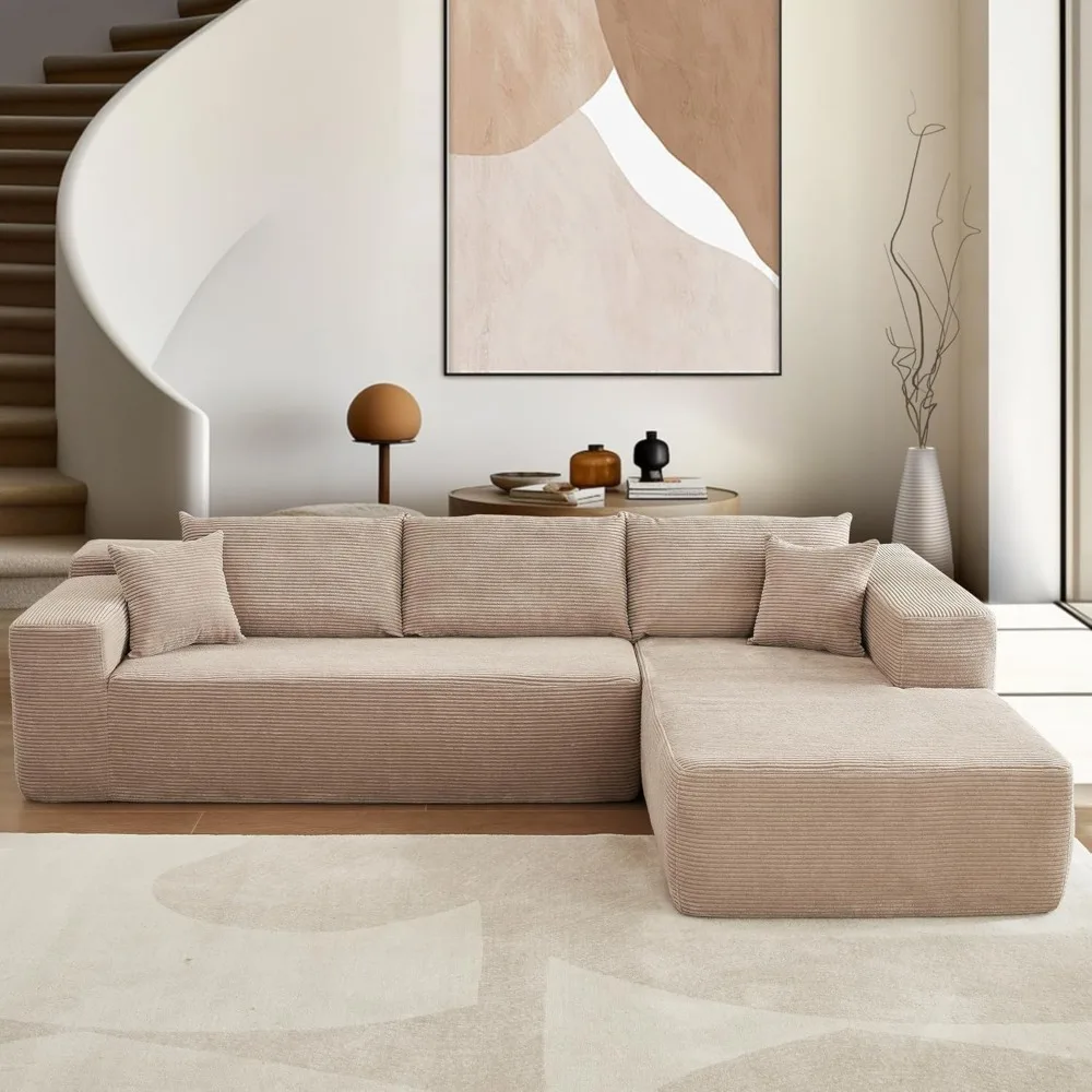 

106" Cloud Sectional Couch with Comfy Chaise,L Shaped Modern Modular Sofa with Deep Seat,No Assembly Required Couch for Living R