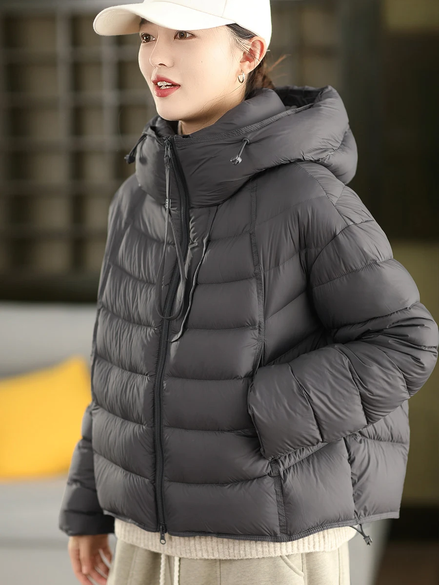 

Элитная зимняя утепленная женская куртка из белого пуха с капюшоном и регулируемым шнурком, модная, теплая, с эффектом пушистости