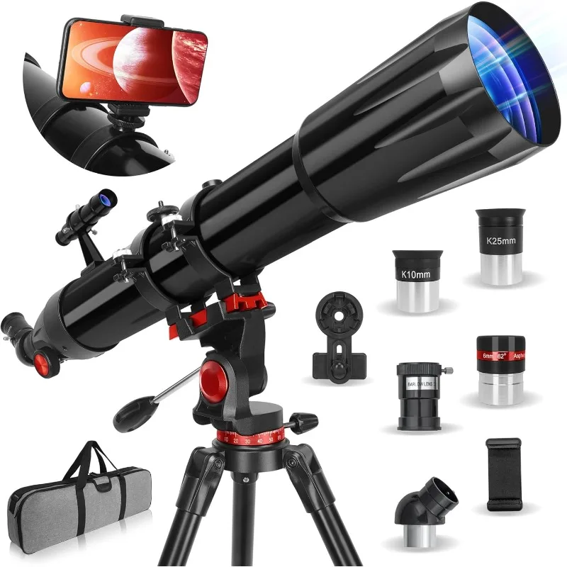 Telescope for Adults High Powered,  Magnification 450X, for Planet Observation with Stainless Tripod & Phone Adapter