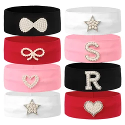 Baby Boys Girls Pearl Accessorie Headbands Child Kids Soft Solid Elastic Casual Cotton Bow Tie Hair Band Letter Hair Accessories