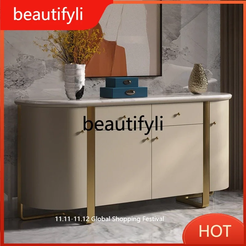 

Light luxury dining side cabinet shoe cabinet Italian post-modern marble storage high-end entrance cabinet D80