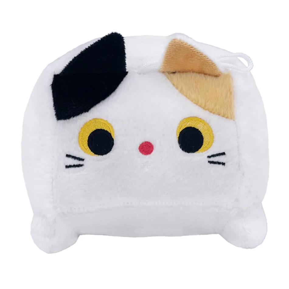 20cm Kawaii Cat Doll Plush Toy Standing Fuzzy Cube Cats Plushies Black Grey Colorful Orange Little Peluche Animal Birthday Gif