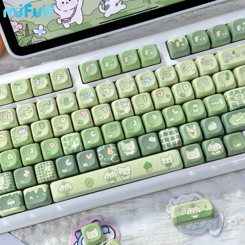 Imagem -04 - Matcha Spherical Keycaps para Teclado Mecânico Pbt Personalizado Ponto de Perfil Xoa Bonito Floresta Verde Anime Jogos