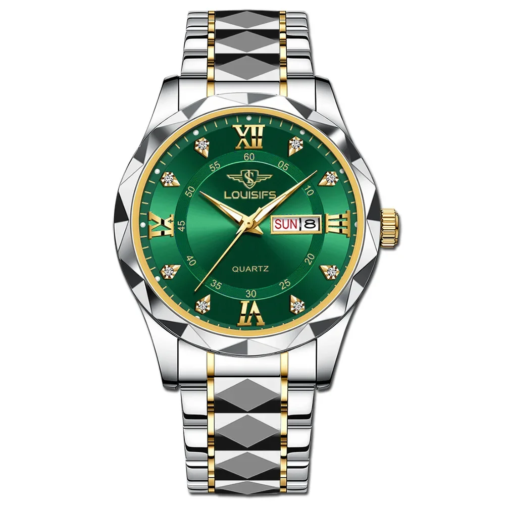 탑 브랜드 남성 시계 클래식 로마 숫자 다이얼 럭셔리 손목시계 남성용 오리지널 쿼츠 방수 발광 크로노그래프