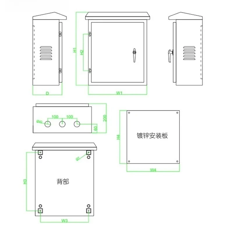 Outdoor Waterproof 304 Stainless Steel Distribution Box Enclosure Rainproof Electrical Cabinet High Low Voltage Power Control