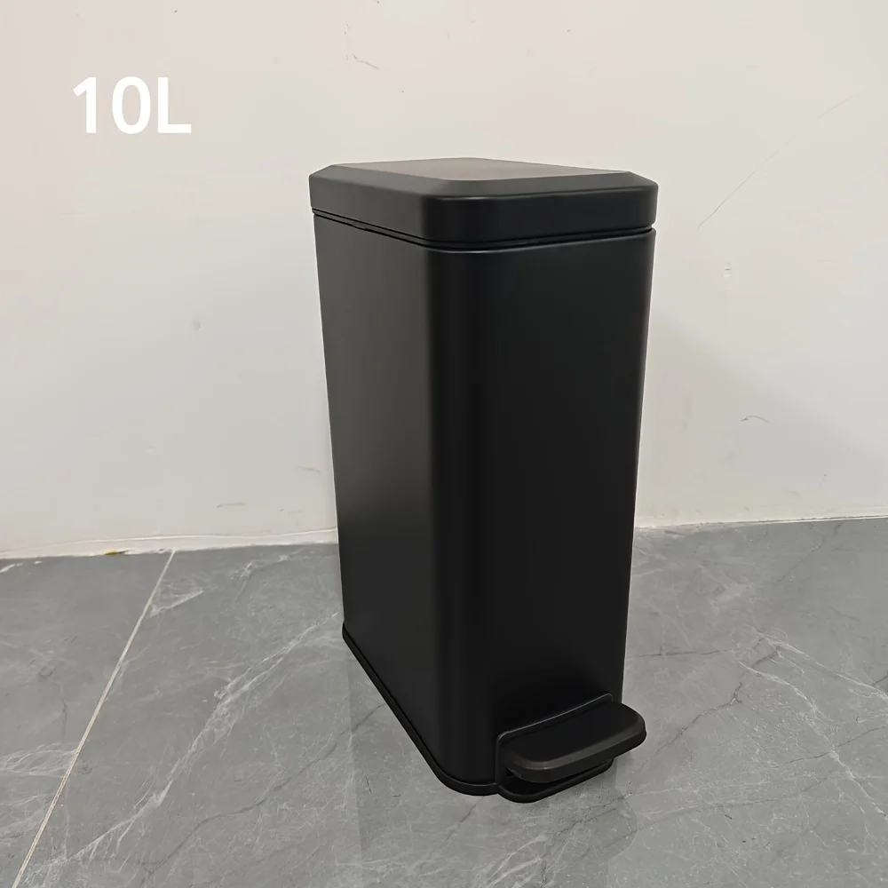 

Stainless steel crevice trash can, foot pedal, silent, dirt resistant,10L large capacity,kitchen,bathroom,narrow seam storage