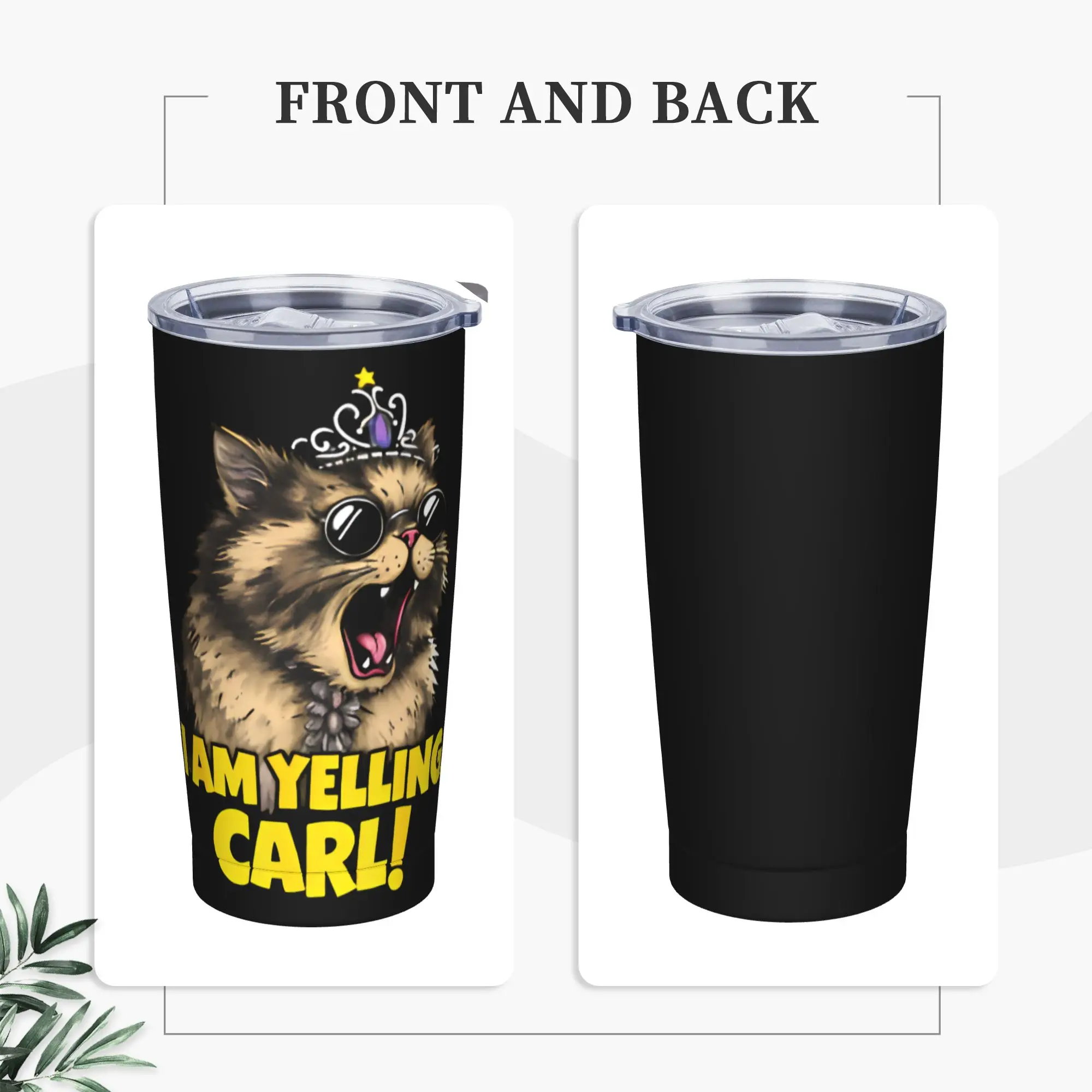 I Am Yelling Carl Donut Cat Meme Tumbler  Keep Heat Cold and Hot Water Bottle Stainless Steel Travel Mugs Cup