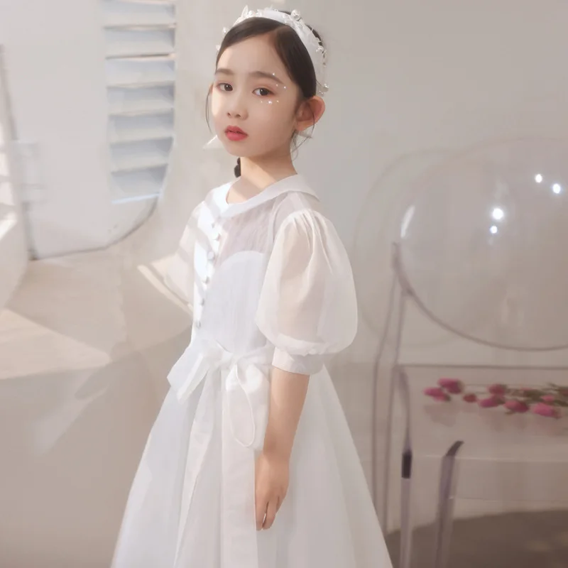 

Children's Formal Dress2025Summer Stylish Flower Girl Wedding Little Girl Piano Performance Puffy Tulle Evening Dress