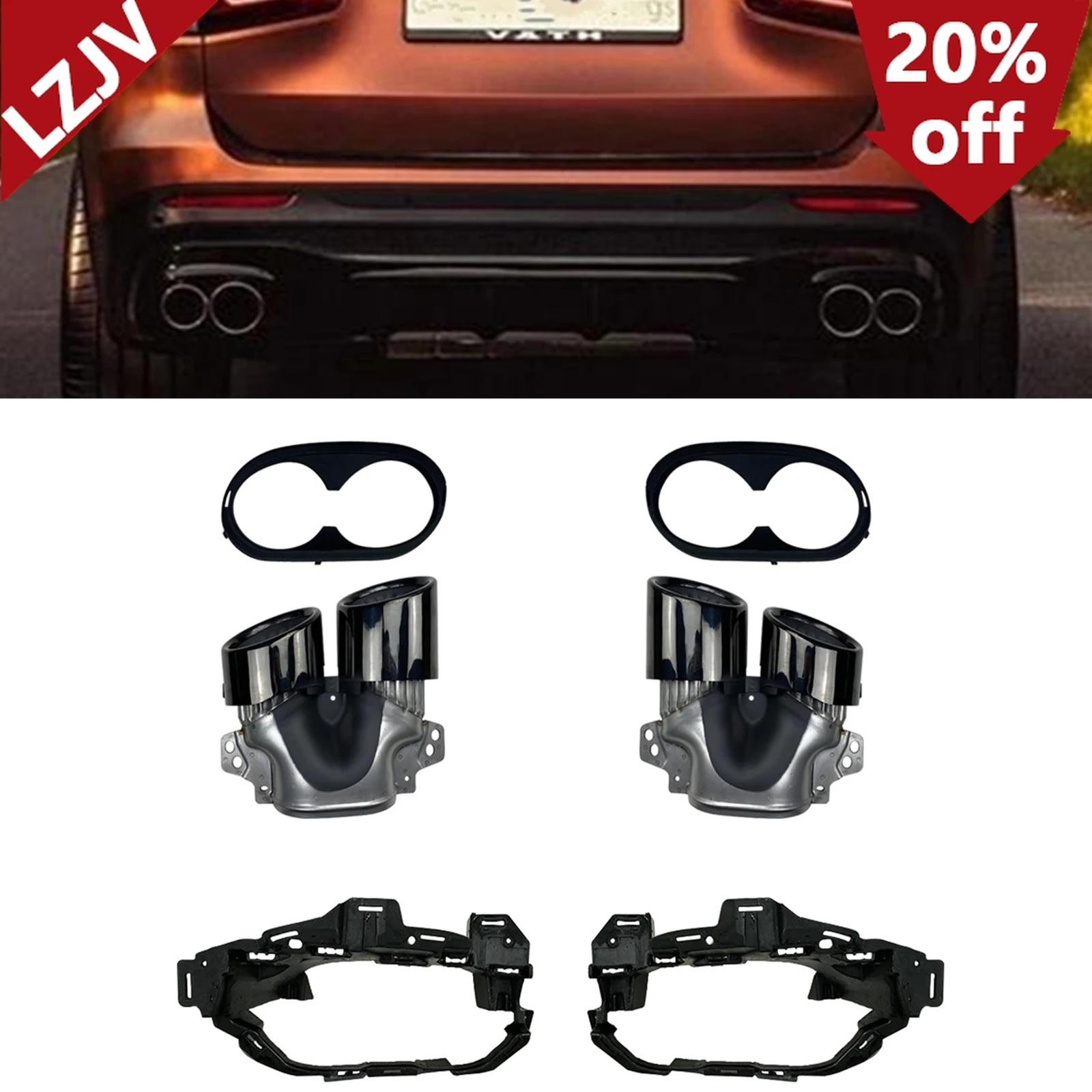 Nuevo Para Mercedes Benz Glb250 Glb35 Amg Sport 2019-2024 Tubo De Escape Trasero Negro Tubo De Escape De Ventilación De Aire De Coche Con Embellecedor De Soporte — -27%, 47.49€ Coupon, from 128.39€ – 27% descuento – €128.39