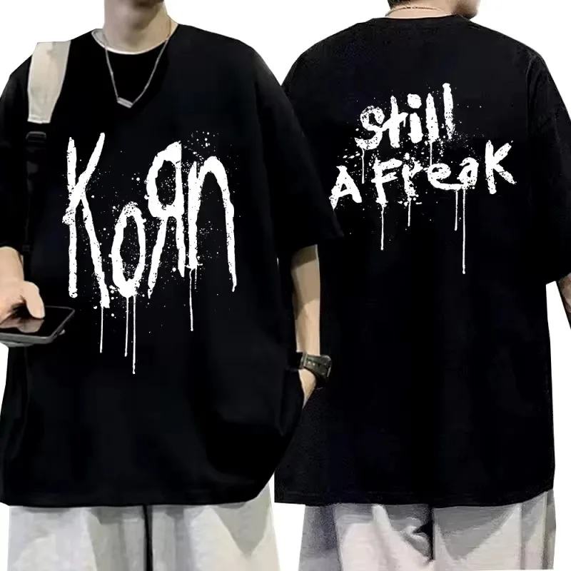 2026 2026 New Korn Oversized Unisex Streetwear T Shirt Family Matching Drip Text Rock Band Front Back Graphic Short Sleeve Tee - Aliexpress Deal