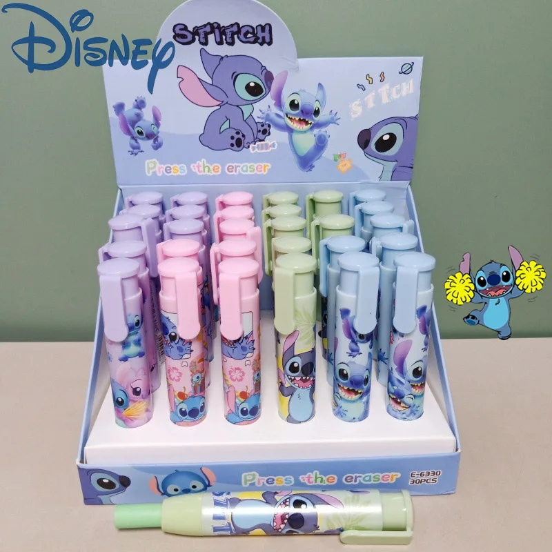 1pcs Eraser Disney Stitch Eraser Children's School Supplies Pen Shaped Press To Remove Debris and Wipe Children's Prize