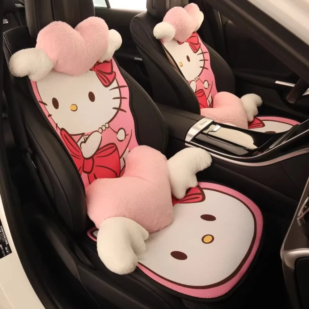 

Sanrio Hello Kitty Car Seat Cushion Cover Breathable Non Slip Seat Protector Pad Headrest Universal Car Interior Accessories