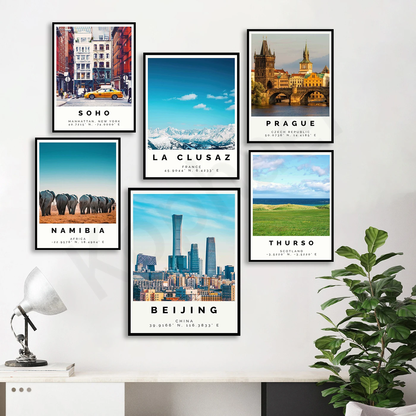 Beijing Soho Bermuda Sea El Salvador La Clusaz Redondo Prague Kathmandu Namibia Thurso. City Travel Landscape Poster