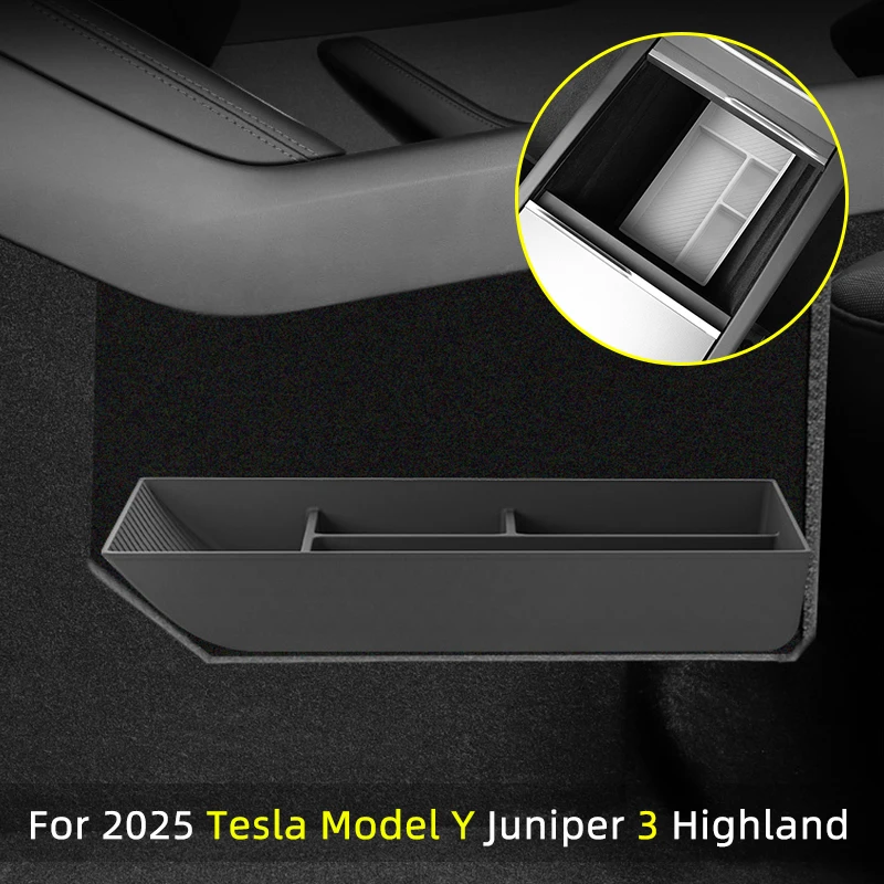 

Для Tesla Model Y Juniper 2025 и 3 Highland 2024 ABS Органайзер для центральной консоли Лоток для детского класса Силиконовый ящик для хранения Аксессуары