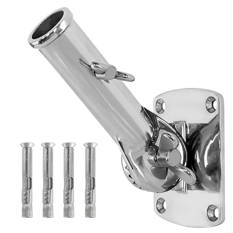 

Держатель для флагштока из нержавеющей стали 316, регулируемый кронштейн для флагштока 180°, сверхпрочный держатель для флагштока для наружного использования