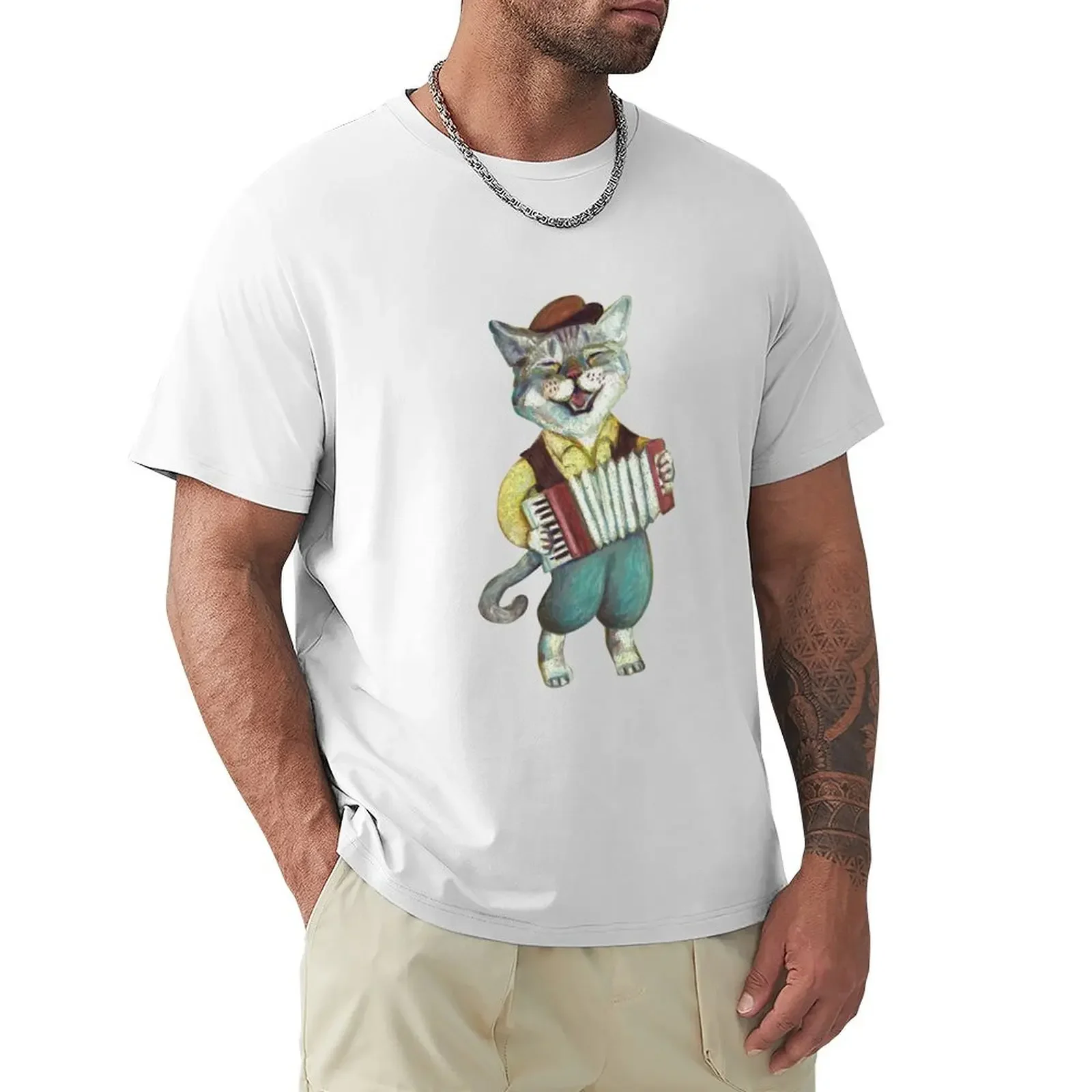 Cat Playing the accordion T-Shirt customs design your own animal prinfor boys plus sizes new edition mens cotton t shirts