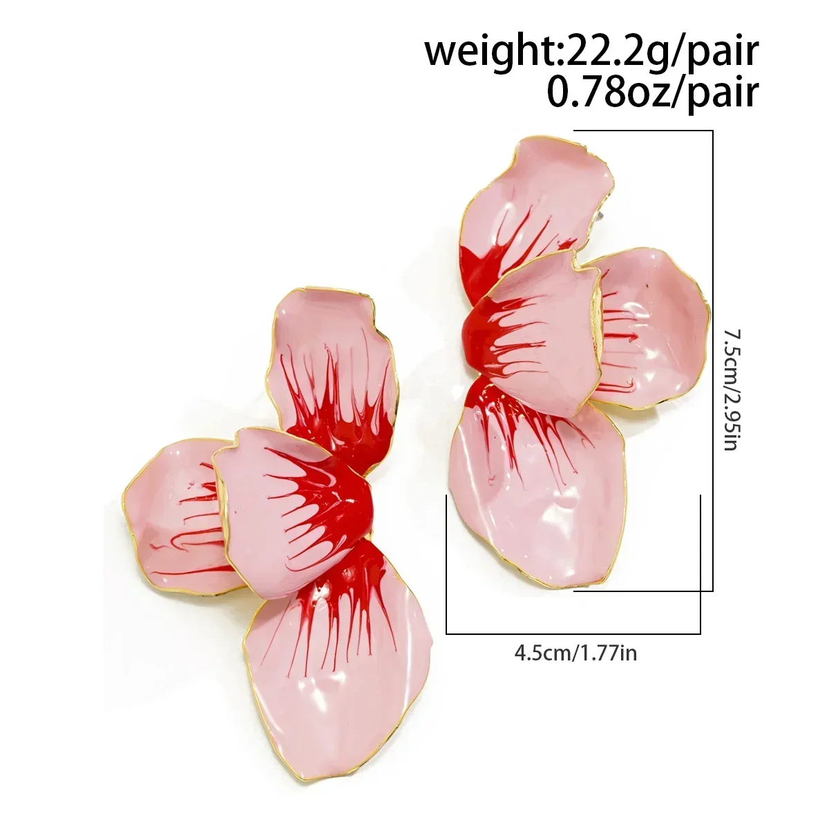 Pink Enamel Three-dimensional Iron Petals Stud Earrings for Women Fashion Customized Jewelry Minimalist Accessories Wholesale