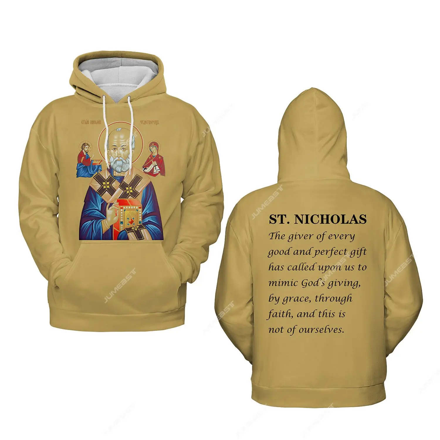 Jumeast-Sweats à capuche College en 3D Saint Nicolas pour hommes, Saint Nicolas, père Noël, PVD, unisexe, baggy, combinaison de vêtements de Noël