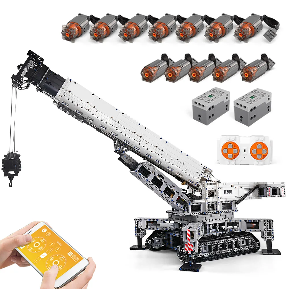 Mould King 17002 Technisches Auto-Spielzeug Das MOC-10123 RC Motorisierte Kranfahrzeug Liebherr LTR 11200 LKW-Modell Bausteine Kindergeschenke