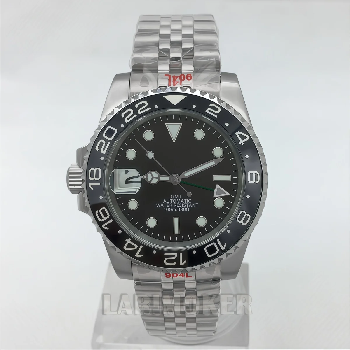 40mm GMT style automatic watch sapphire glass ceramic bezel NH34 mechanical men's watch calendar window luminous dial and hands