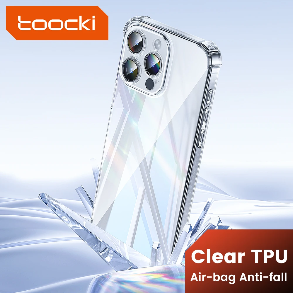 Toocki Transparente Handyhülle, transparente Abdeckung für iPhone 15 14 13 12 Pro Max Plus, weiches TPU, stoßfest, schützende Handyhülle