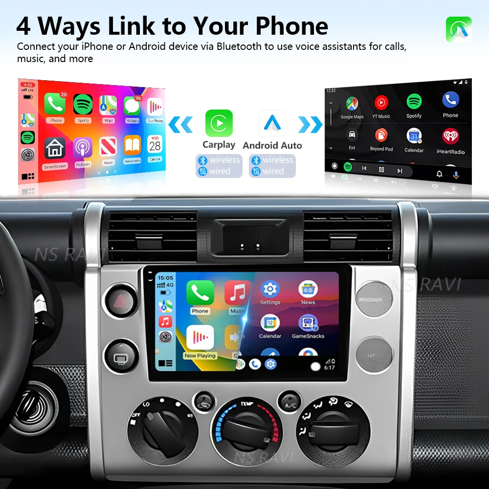 For Toyota FJ Cruiser J15 2006 - 2020 Carplay Auto Qualcomm DSP Multimedia Stereo BT 360 Camera Snapdragon Wireless Android 16 view 3