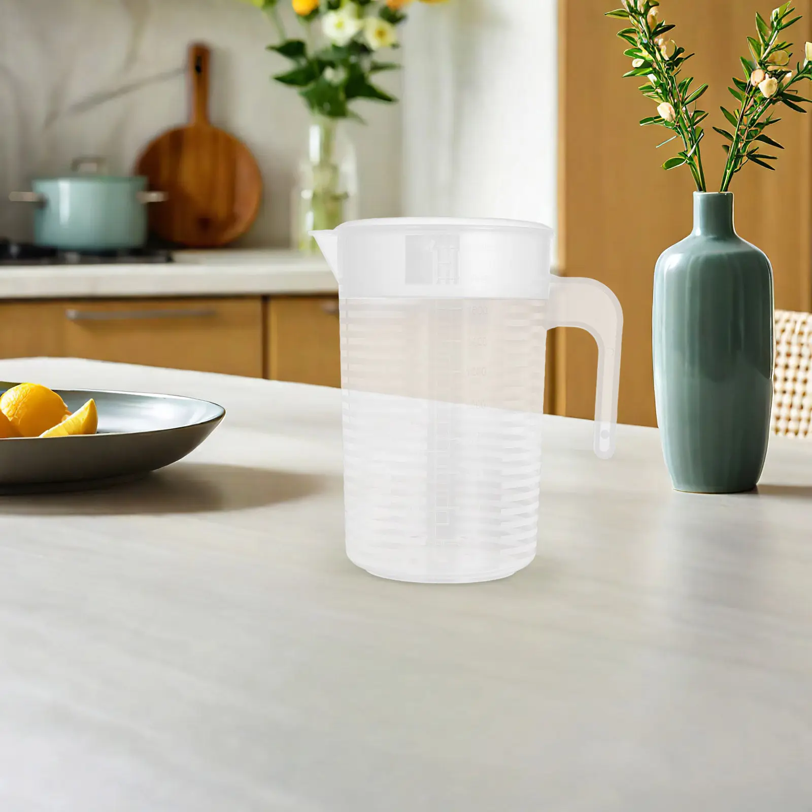 2Pcs Juice Container for Fridge Large Capacity Clear Pitcher Sealed Lid Easy Grip Handle for Iced Tea Lemonade Milk Storage