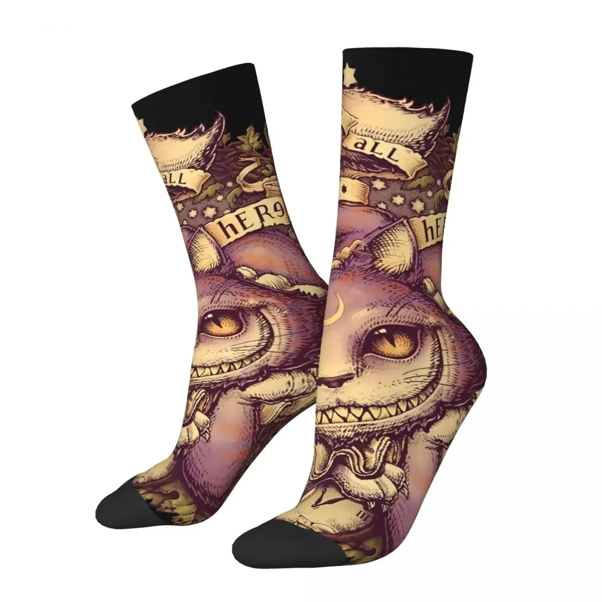 

Funny Socks for Men Women CHESHIRE CAT Vintage Harajuku Casual Novelty Street Style Crew Crazy Socks Summer