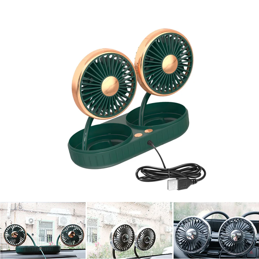 Universal USB 5V Mini Car Cooling Fan 360° Adjustable Multi-angle Dual Head 3 Speed Electric Air Circulation Car Dashboard Fan