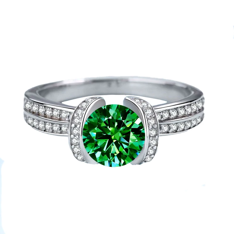 

Luomansi 1 Carat Green Moissanite Women's Ring 100%-S925 Silver Jewelry Wedding Anniversary Birthday Gift Pink Yellow Blue