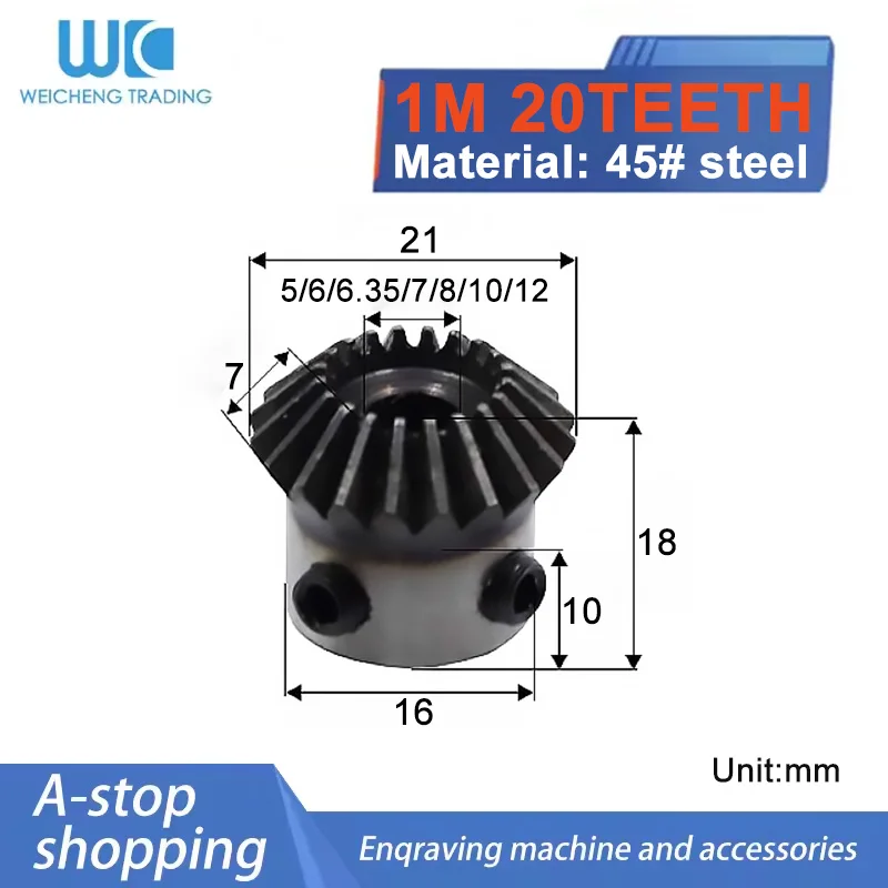 

1PC Bevel Gear 1M 20Teeth Inner Bore 5/6/7/8mm Gear 90 Degrees Transmission Gear DIY Carbon Steel Cnc Machine