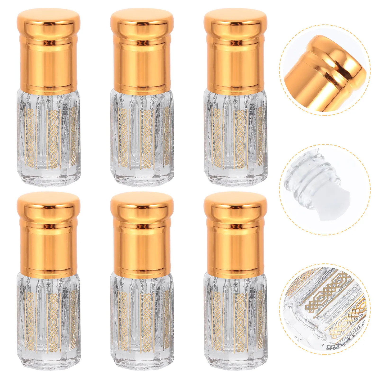 6Pcs Essential Oil Roller Bottles Small Portable Glass Containers for Travel DIY Perfume Roll-on Bottles Glass Containers