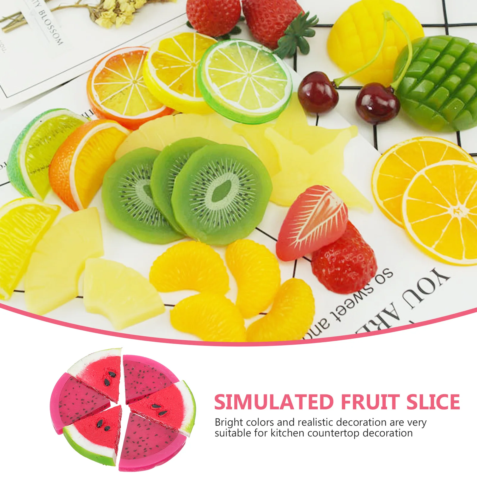 

1Set Simulated Watermelon Slice Pitaya Slice Artificial Fruit Slices Decorative Ornament for Home Shop Kindergarten Teaching