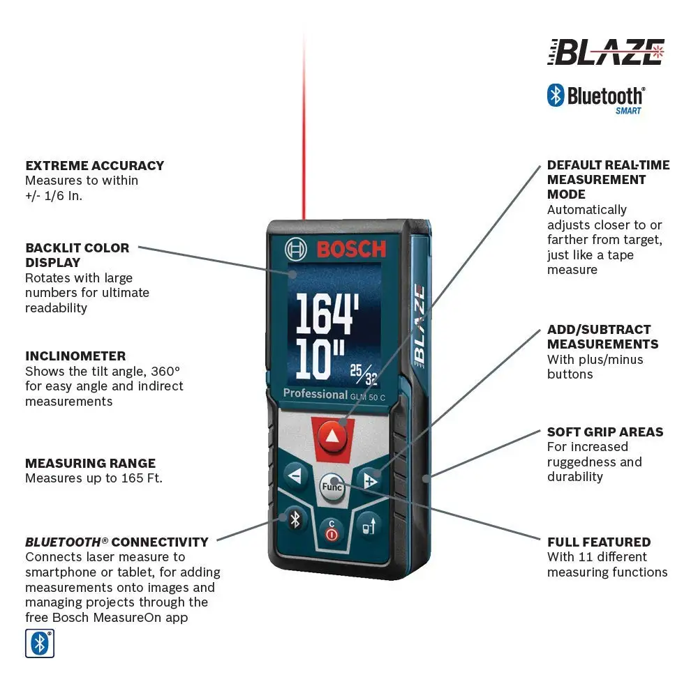 Bosch Laser Rangefinder GLM50-23G Professional  2-in-1 Laser Distance Electronic Digital 360° Angle Room Measuring Instrument