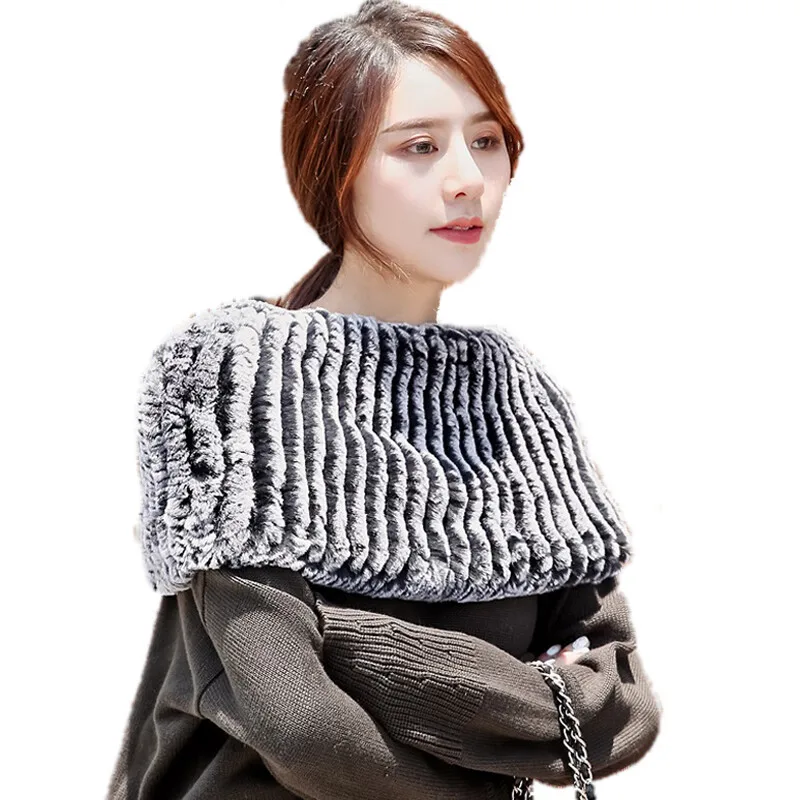 New Real Rabbit Fur Scarf Thickened Soft Furry Neck Warmer Hot Sale Winter Accessories Real Fox Fur Scarf For Russian
