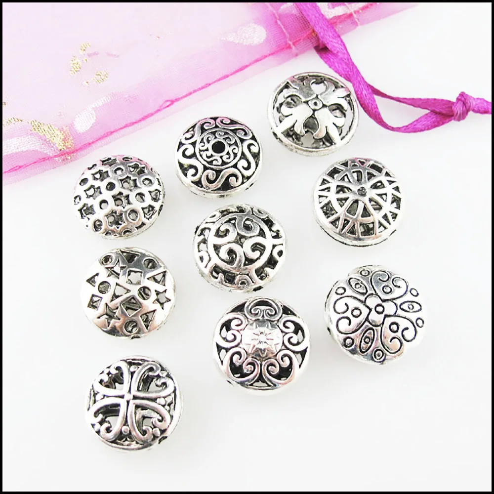 8pcs Round Flat Flower Heart Charms for DIY Crafting