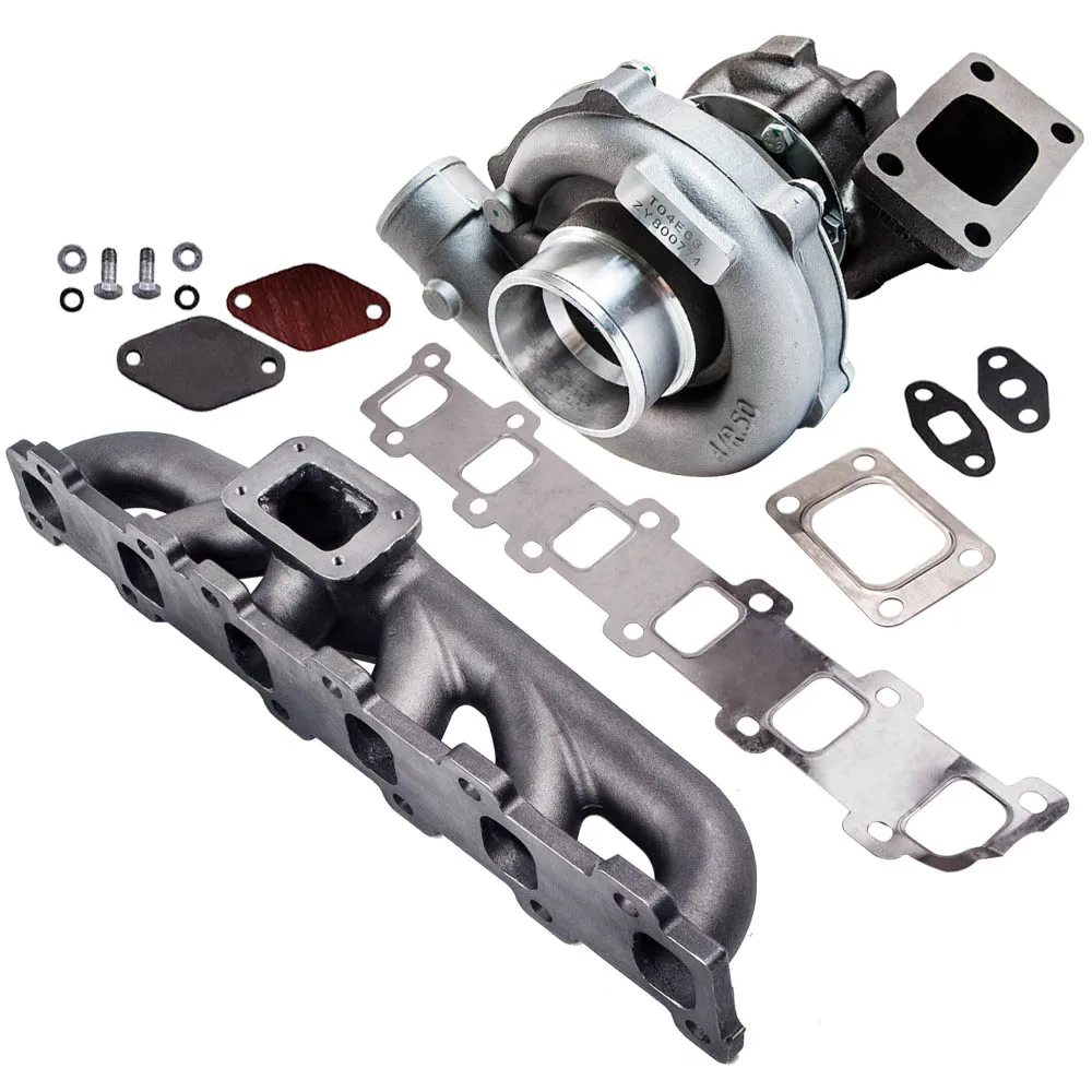 T3/T4 T04E Turbo Universal T3 Flange 5 bolts exhaust outlet flange turbocharger +Manifold for Nissan TD42 4.2L