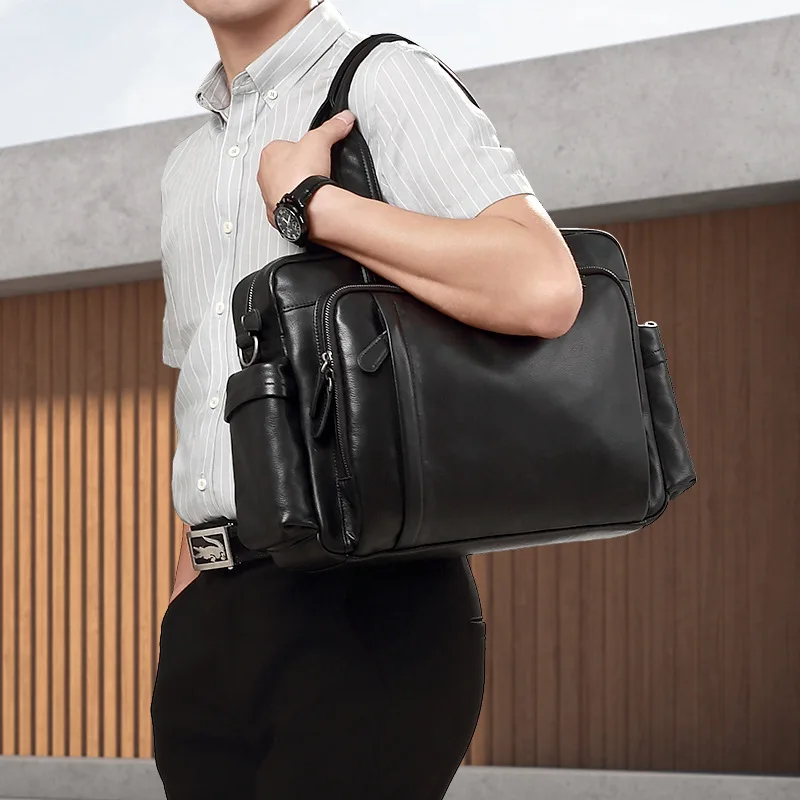 Nova bolsa masculina de couro, pasta casual, bolsa de viagem elegante, bolsa de luxo de grande capacidade, bolsa de ombro, bolsa crossbody